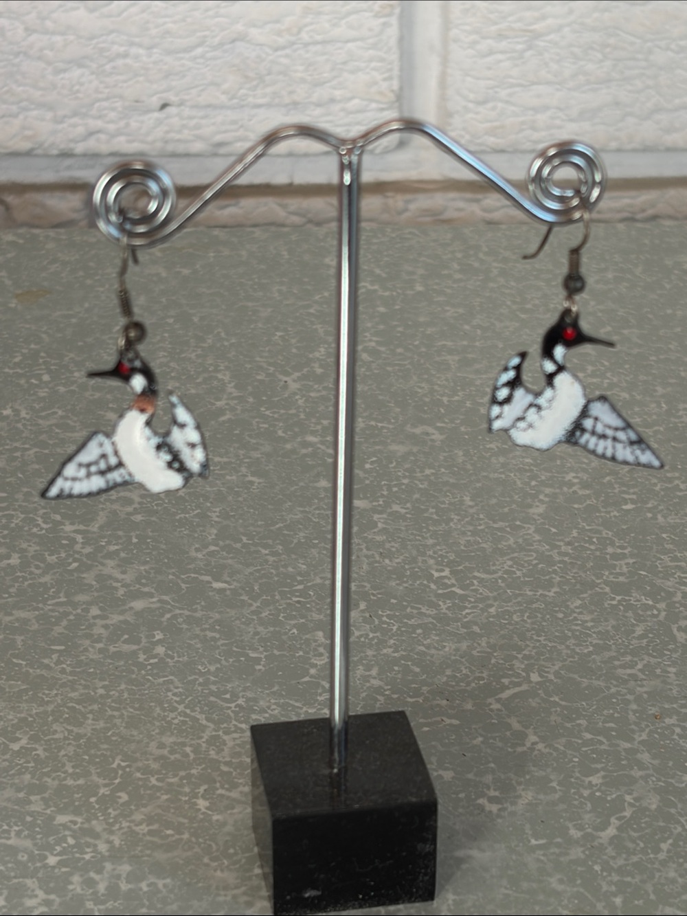 Enamel Loon Earrings